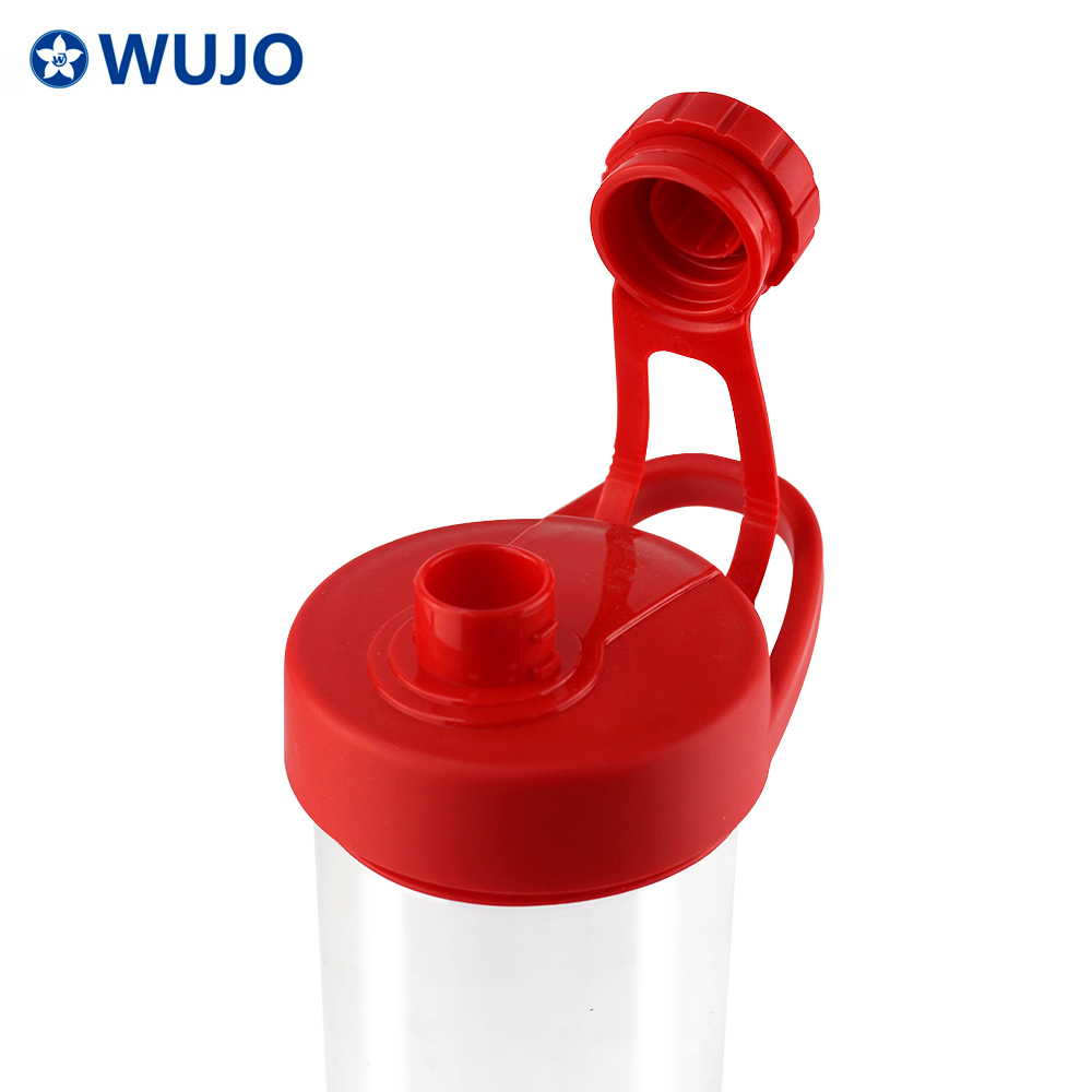 Botella de agua plástica deportiva transparente de Wujo de alta calidad
