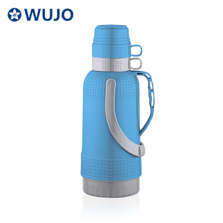 WUJO 3.2 litros de plástico azul vacío termo frasco botella con recarga de vidrio